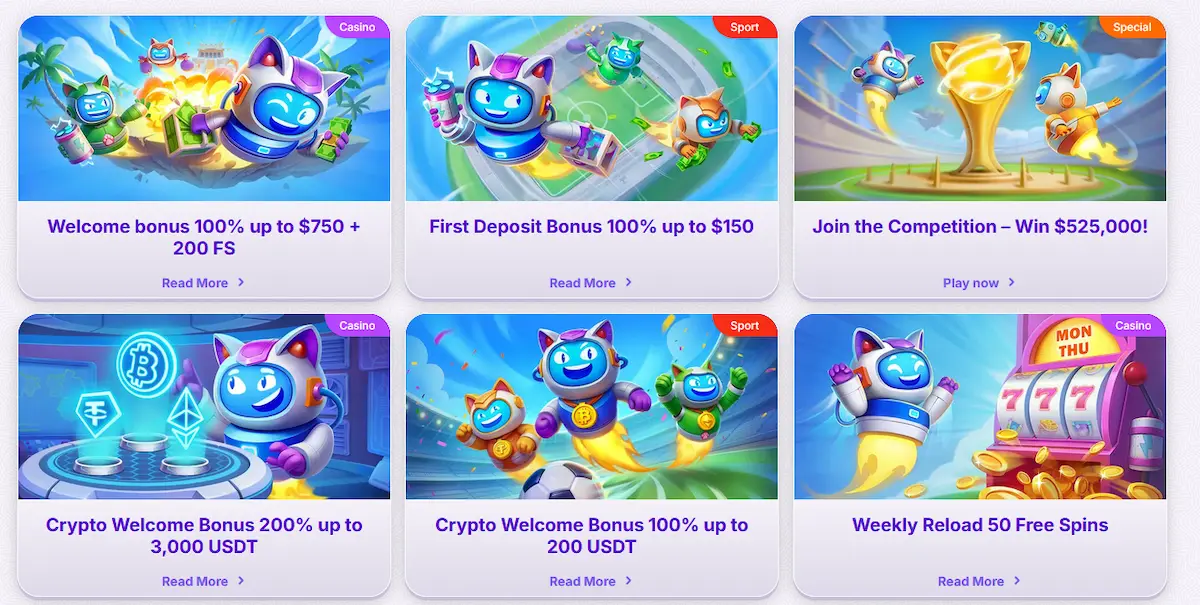 Robocat casino bonuses and promotions overview