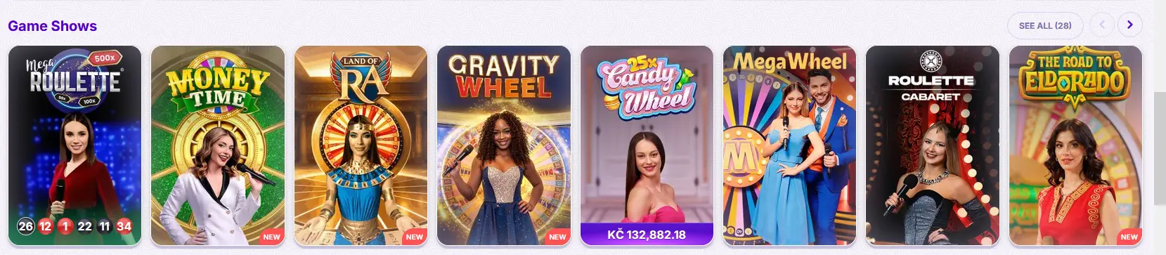 Robocat live game shows lobby